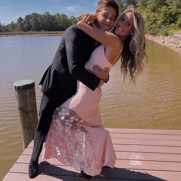 Pink Prom Dress with Flower lace - Picture 1 of 7